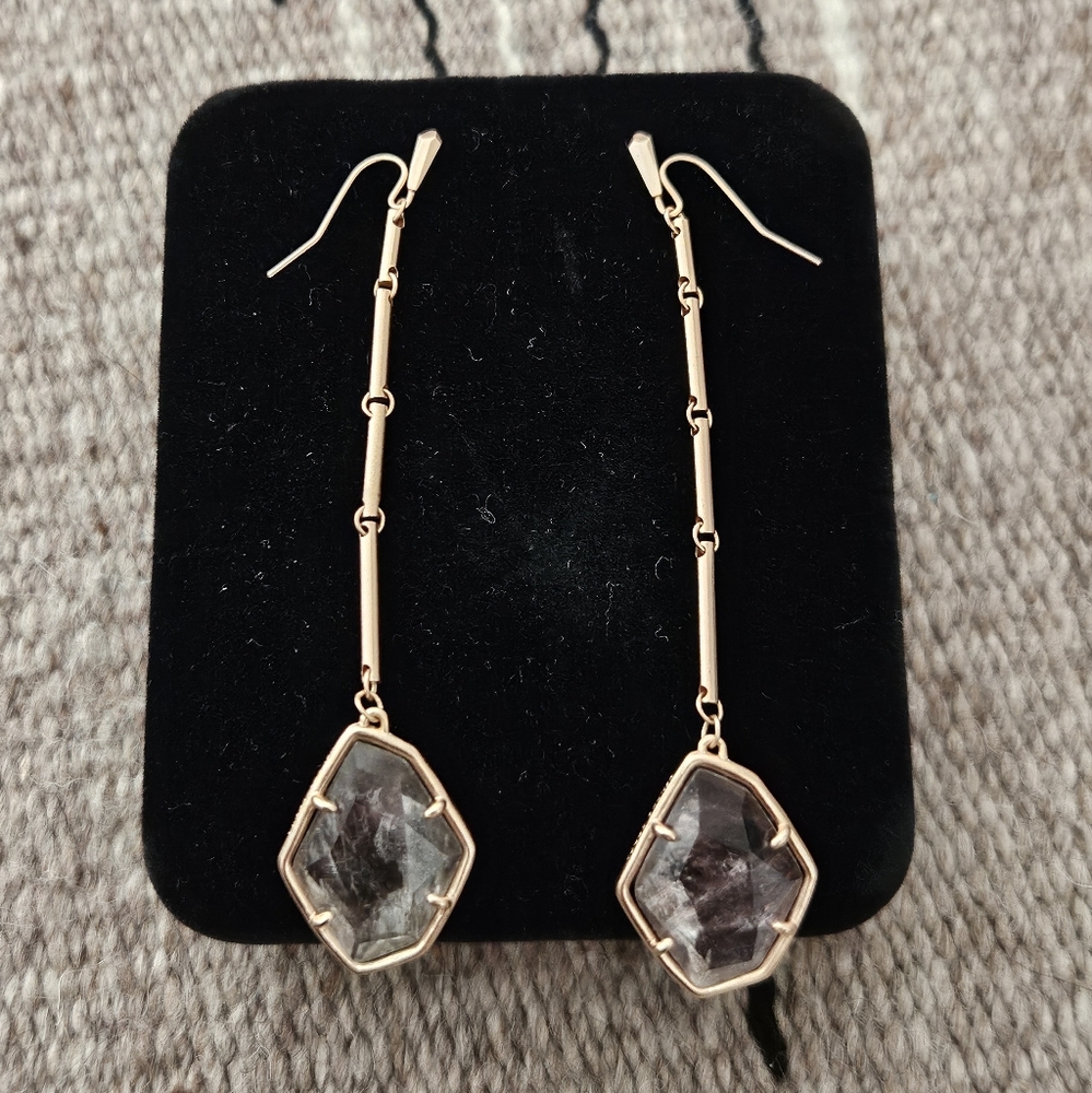 Kendra Scott Charmian Rose Gold Drop Earrings Sable Mica